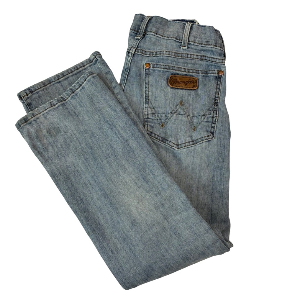 Wrangler Retro Slim Boot Jeans Mens‎ 30x29 Light Wash Denim Western Pants